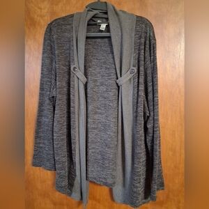 Women's Gray Open Front Cardigan Sweater